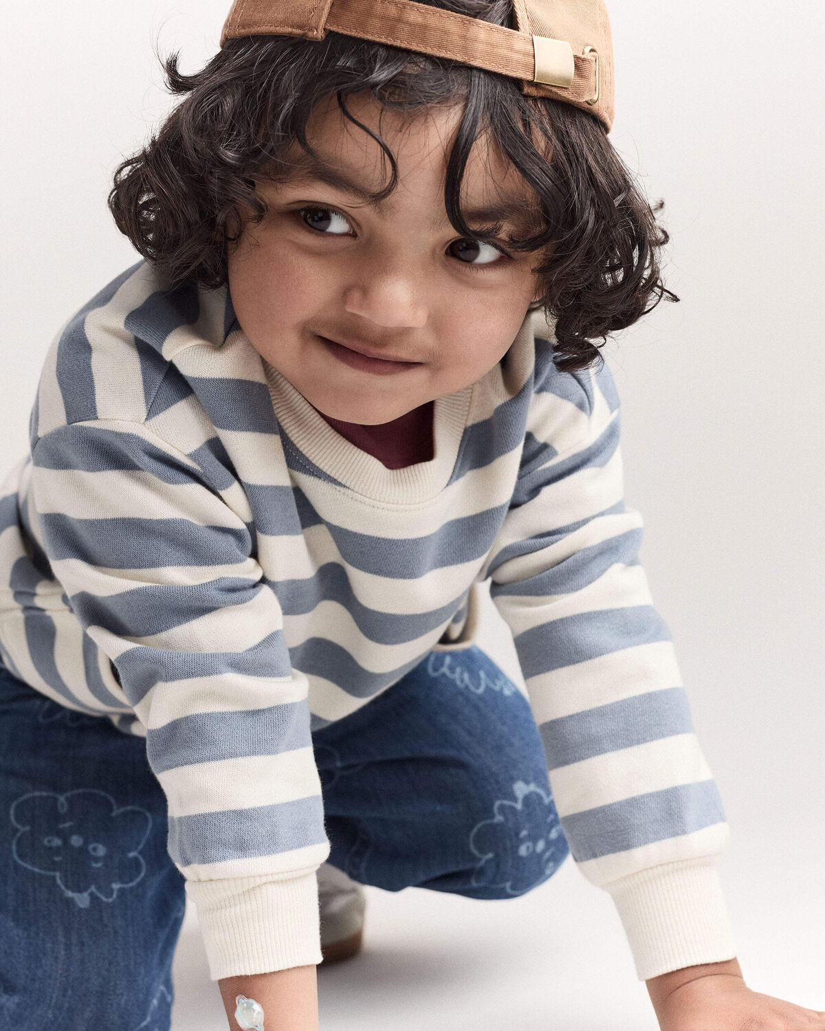 Toddler 'Hey!' Striped Otter Sweatshirt™ with Pockets - Blue/Cream - Image 4