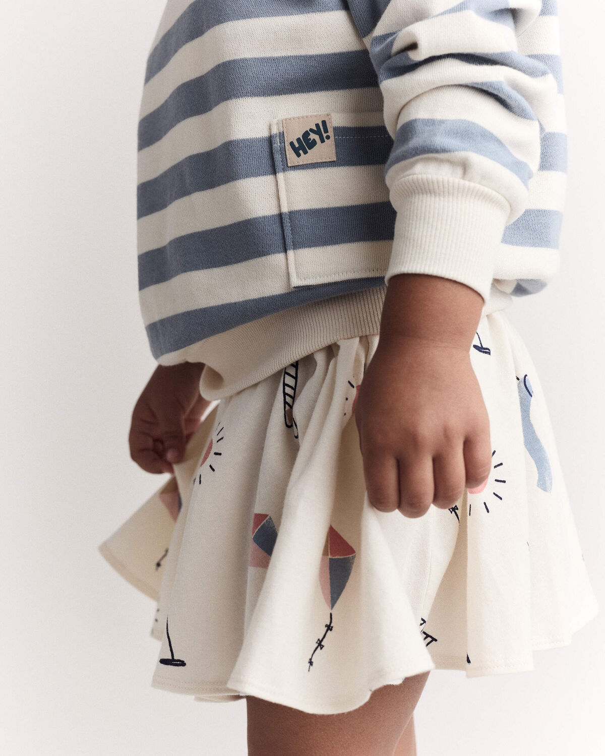 Toddler 'Hey!' Striped Otter Sweatshirt™ with Pockets - Blue/Cream - Image 6