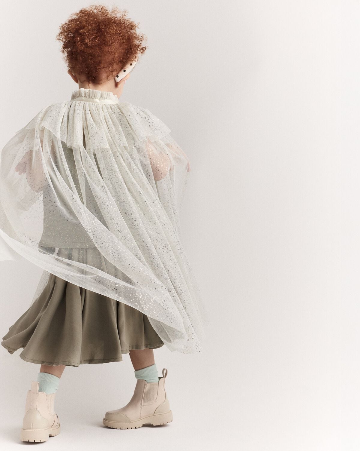 Toddler Girl Confetti Dress Up Cape - Cream/Gold - Image 3