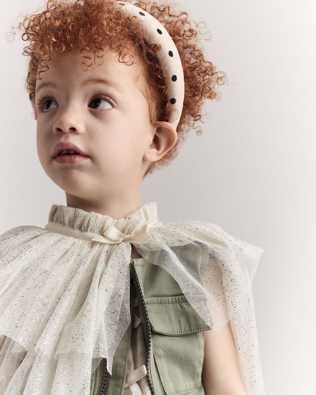 Toddler Girl Confetti Dress Up Cape - Cream/Gold - Image 4