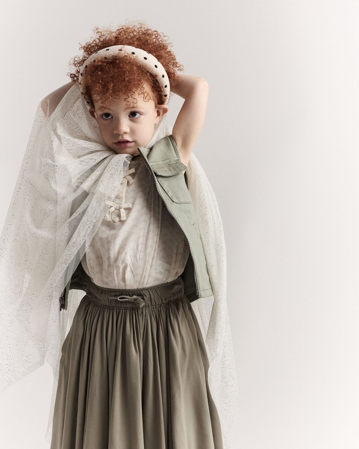 Toddler Girl Confetti Dress Up Cape - Cream/Gold - Image 5
