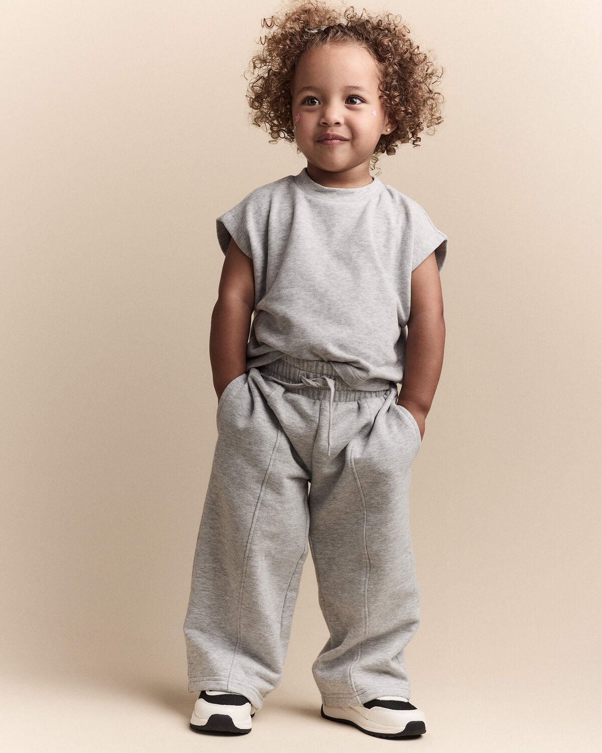 Toddler Girl Linda Wide Leg Pant - Heather Grey - Image 3