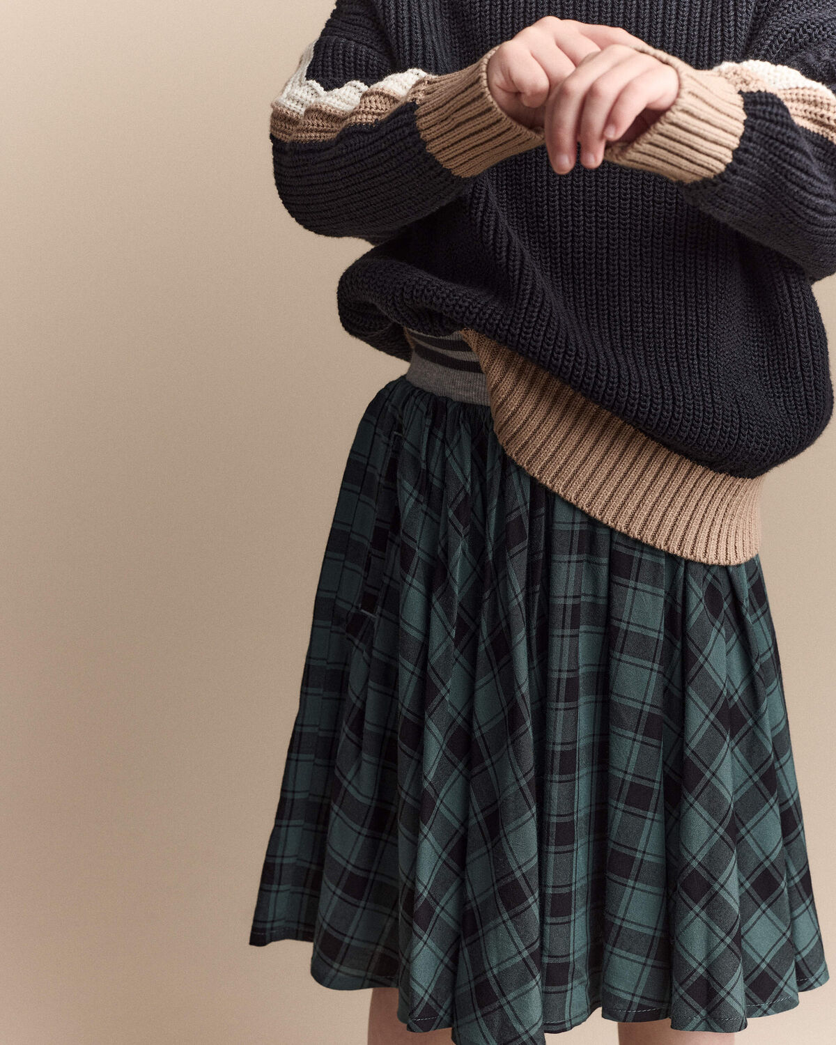 Toddler Girl Avenue Twirl™ Midi Skirt in Plaid - Green/Black - Image 5
