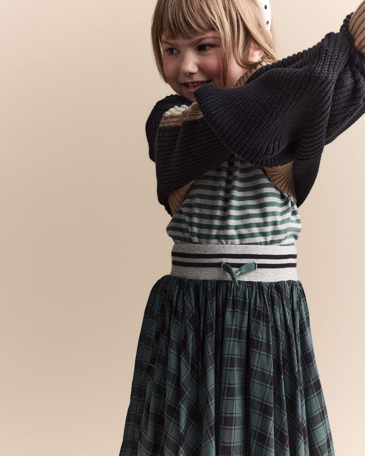 Toddler Girl Avenue Twirl™ Midi Skirt in Plaid - Green/Black - Image 4