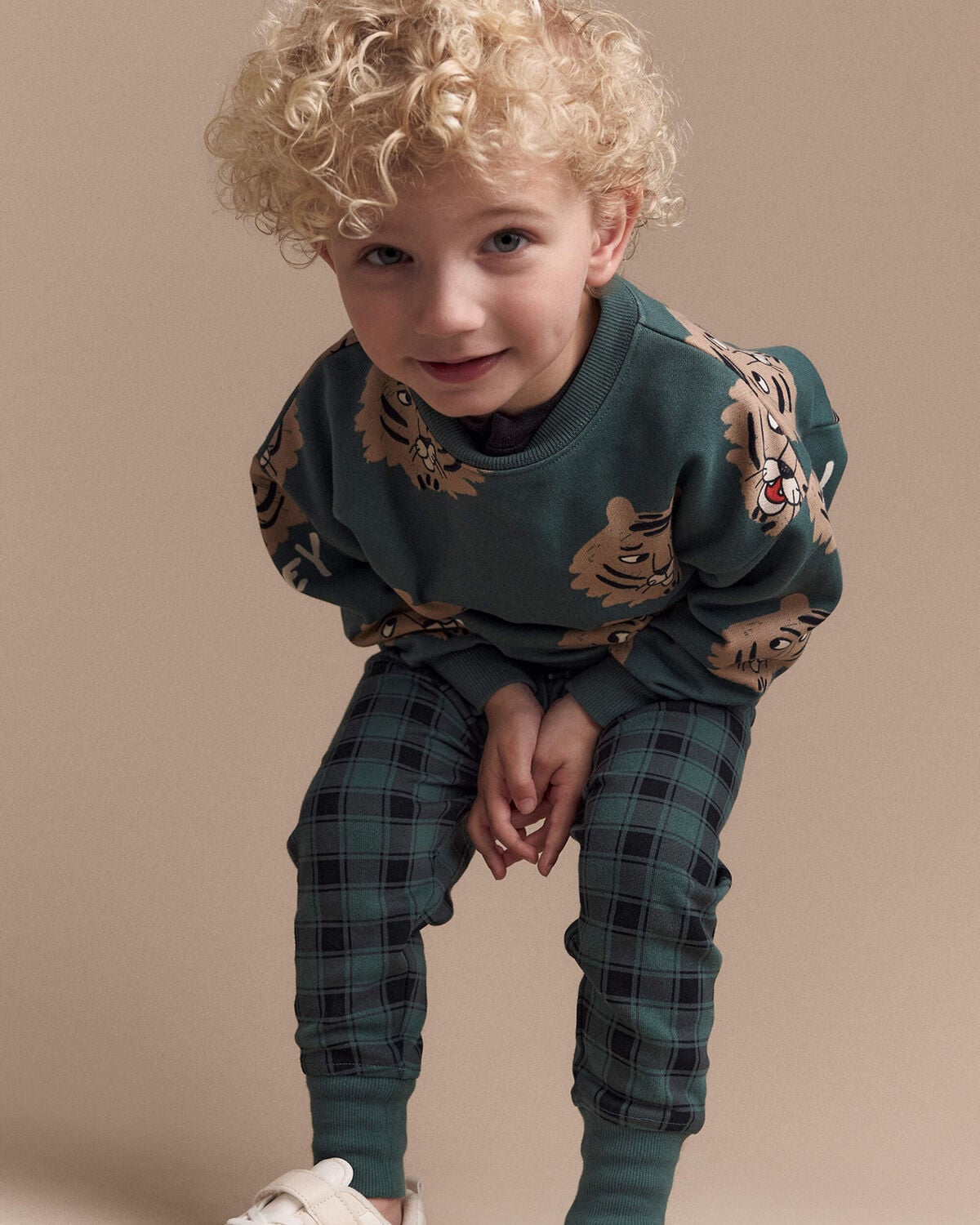 Toddler No-Seam Jogger Pant in Plaid - Green/Black - Image 4