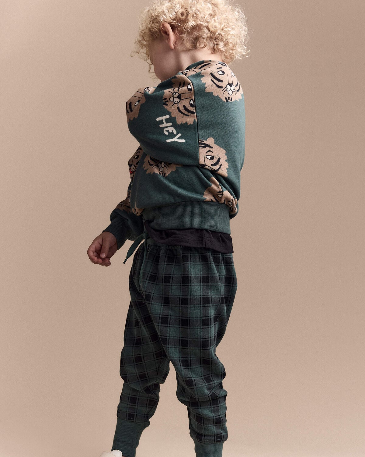 Toddler No-Seam Jogger Pant in Plaid - Green/Black - Image 6