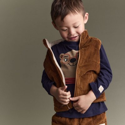Toddler Zip-Up Corduroy Puffer Vest - Cinnamon