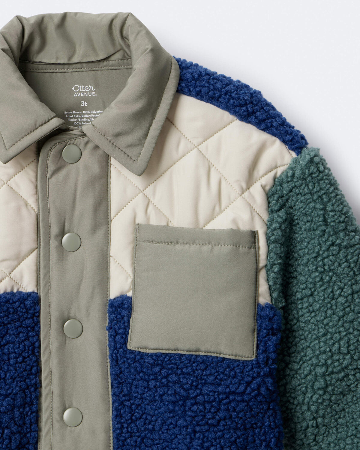 Toddler Boy Colorblock Sherpa Jacket - Blue/Cream - Image 6