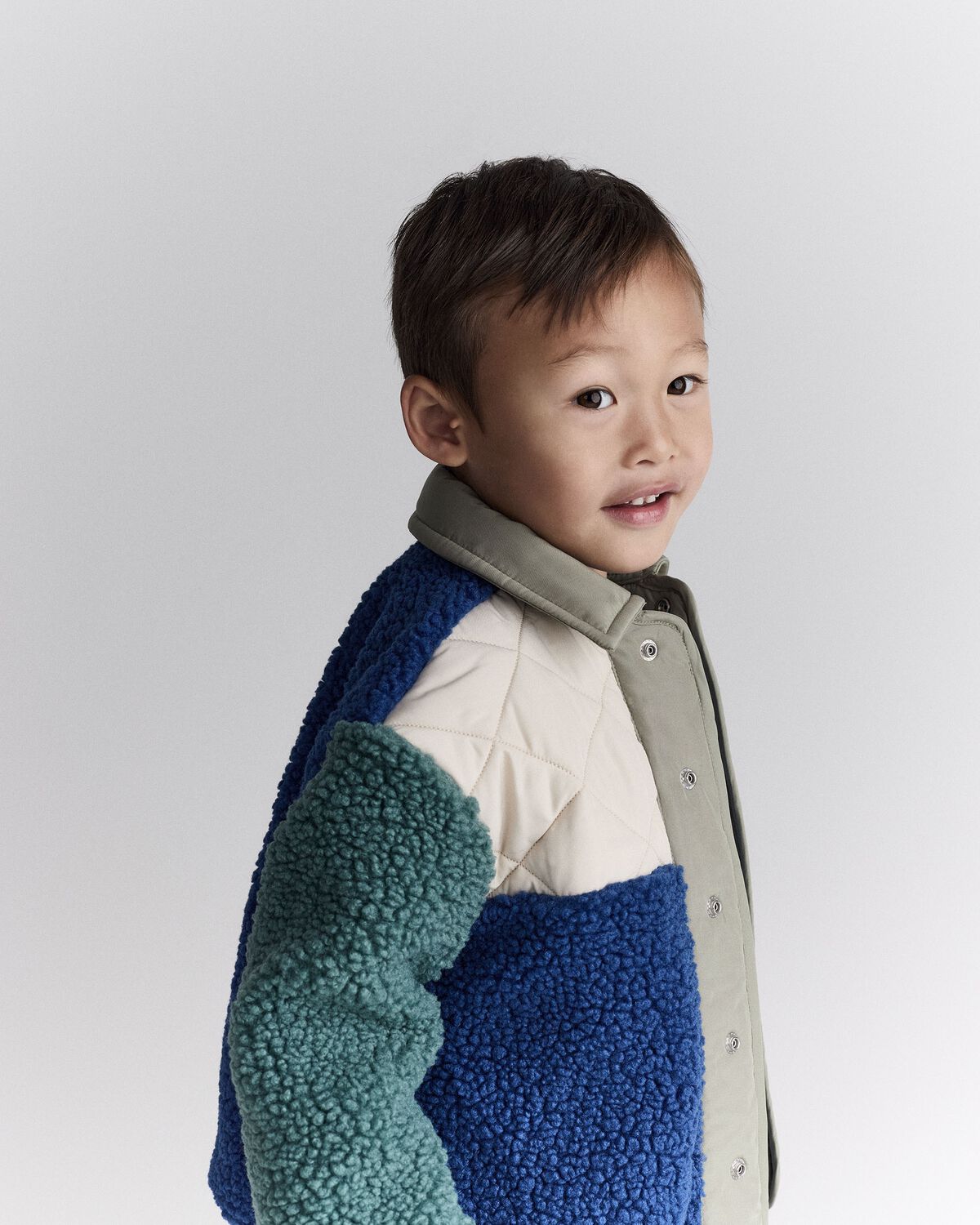 Toddler Boy Colorblock Sherpa Jacket - Blue/Cream - Image 4