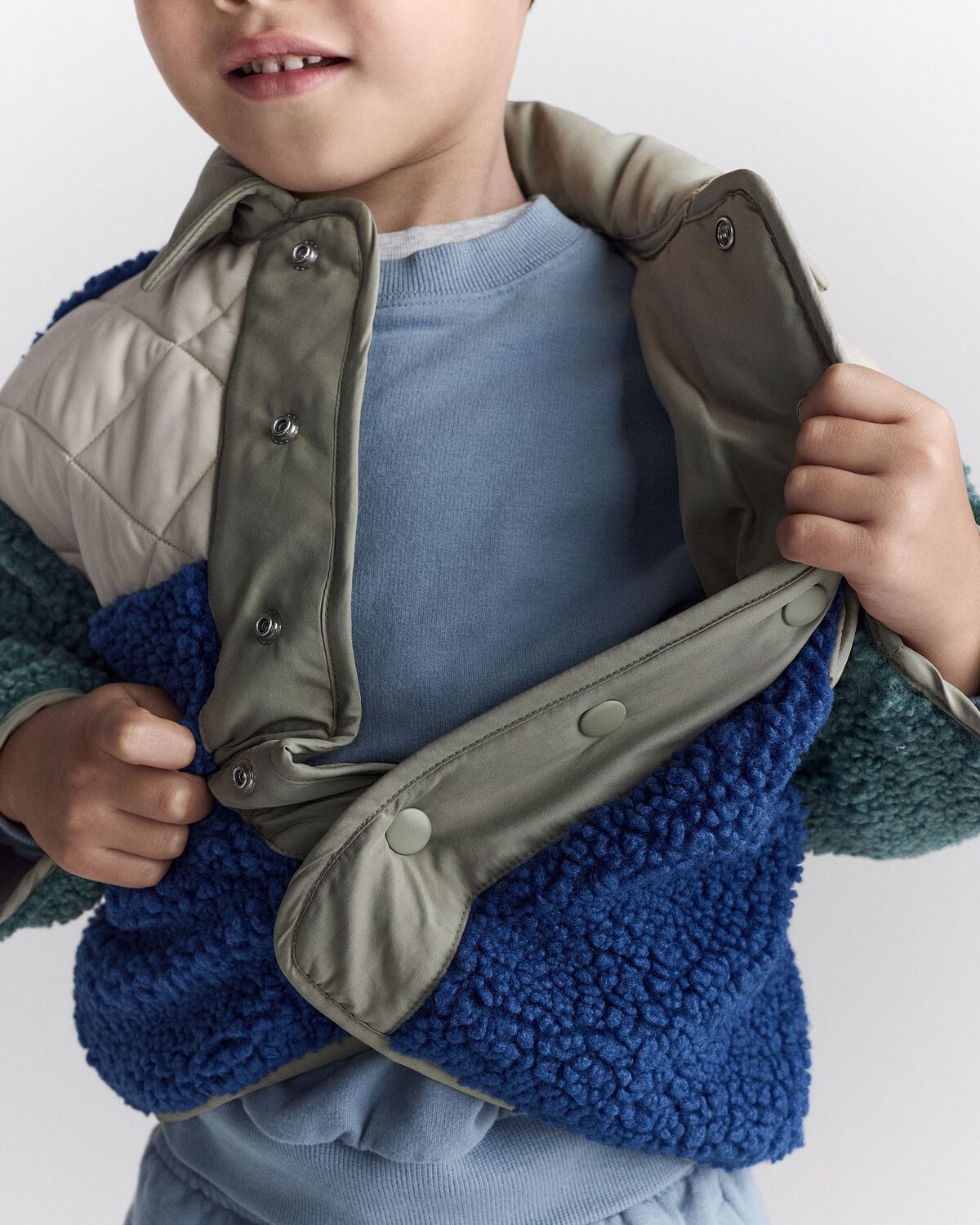 Toddler Boy Colorblock Sherpa Jacket - Blue/Cream - Image 5