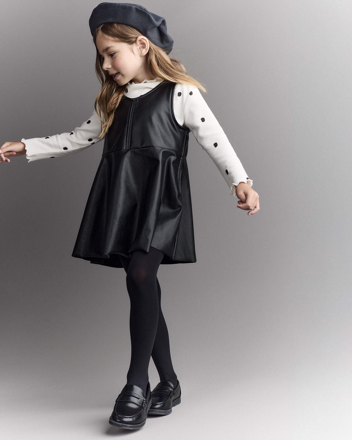 Toddler Girl Faux Leather Sleeveless Dress - Black