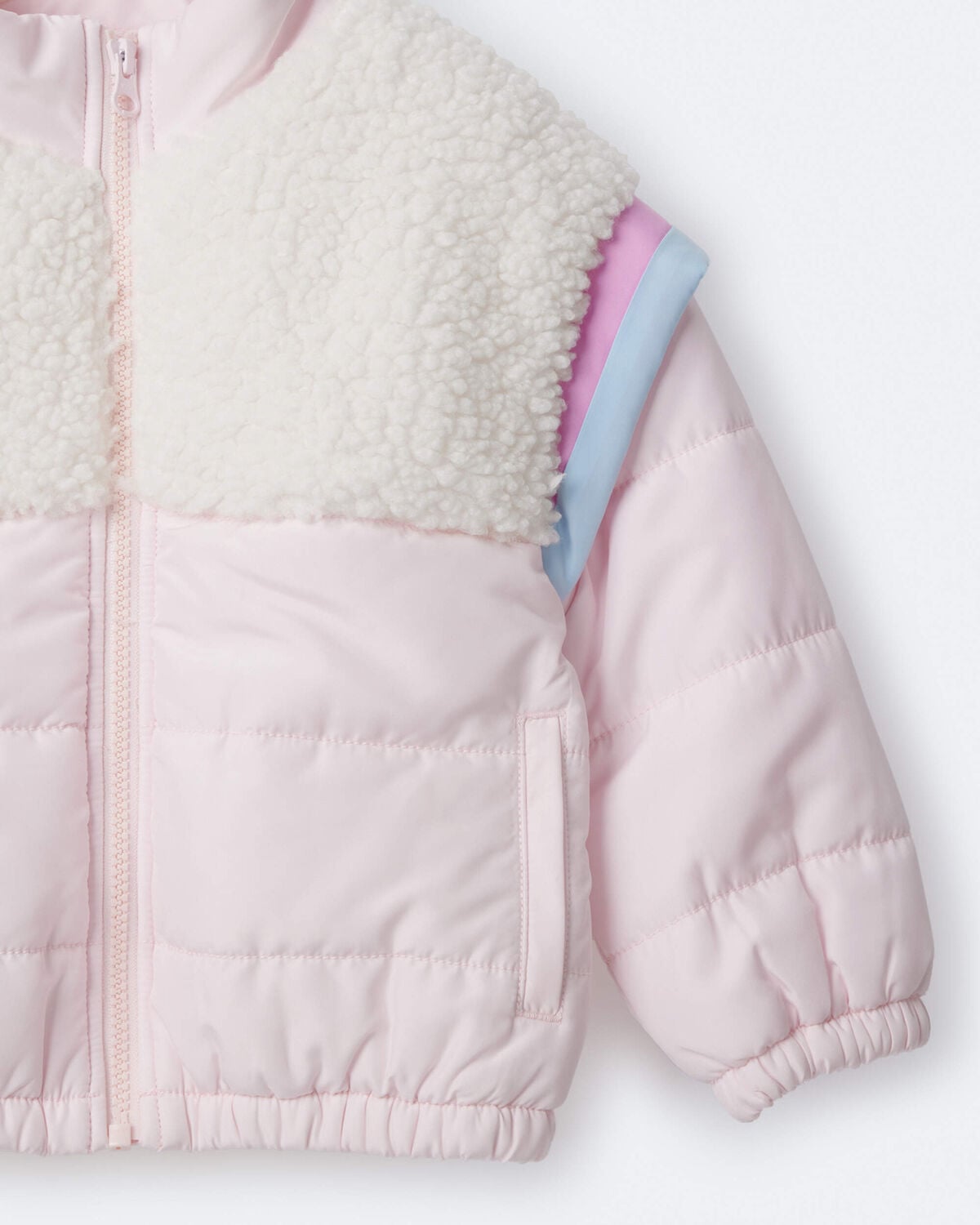 Toddler Girl Colorblock Zip-Up Jacket - Light Pink/Cream - Image 6