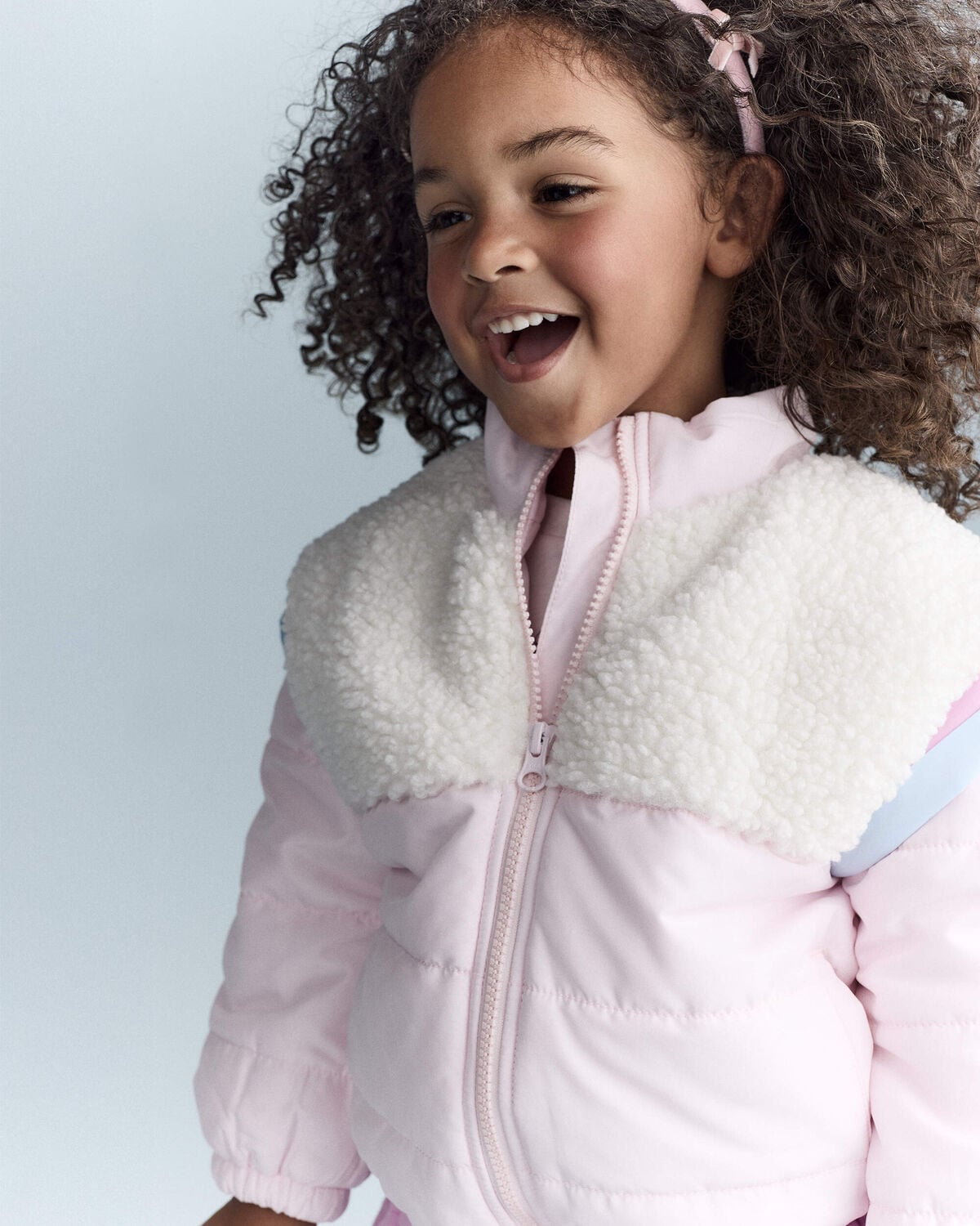 Toddler Girl Colorblock Zip-Up Jacket - Light Pink/Cream - Image 3