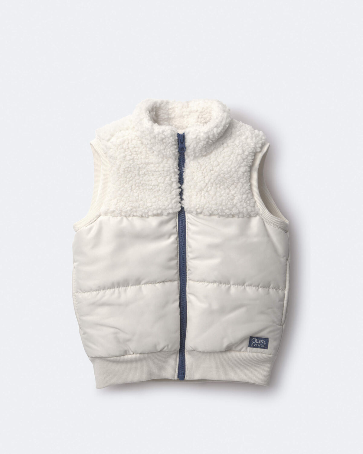 Toddler Sherpa Ski Puffer Vest - Cream - Image 2