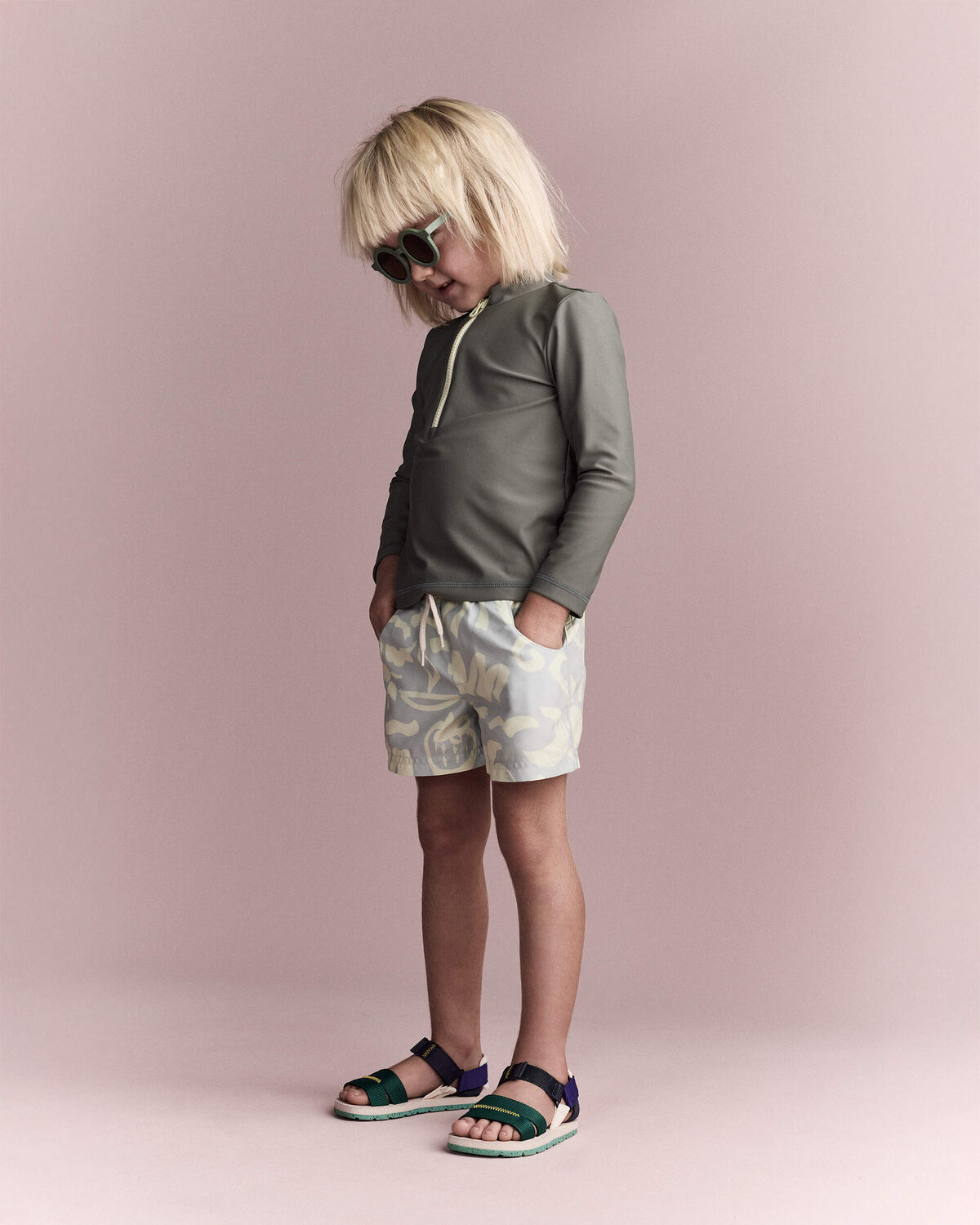 Toddler Half-Zip Long-Sleeve Rashguard - Olive - Image 3