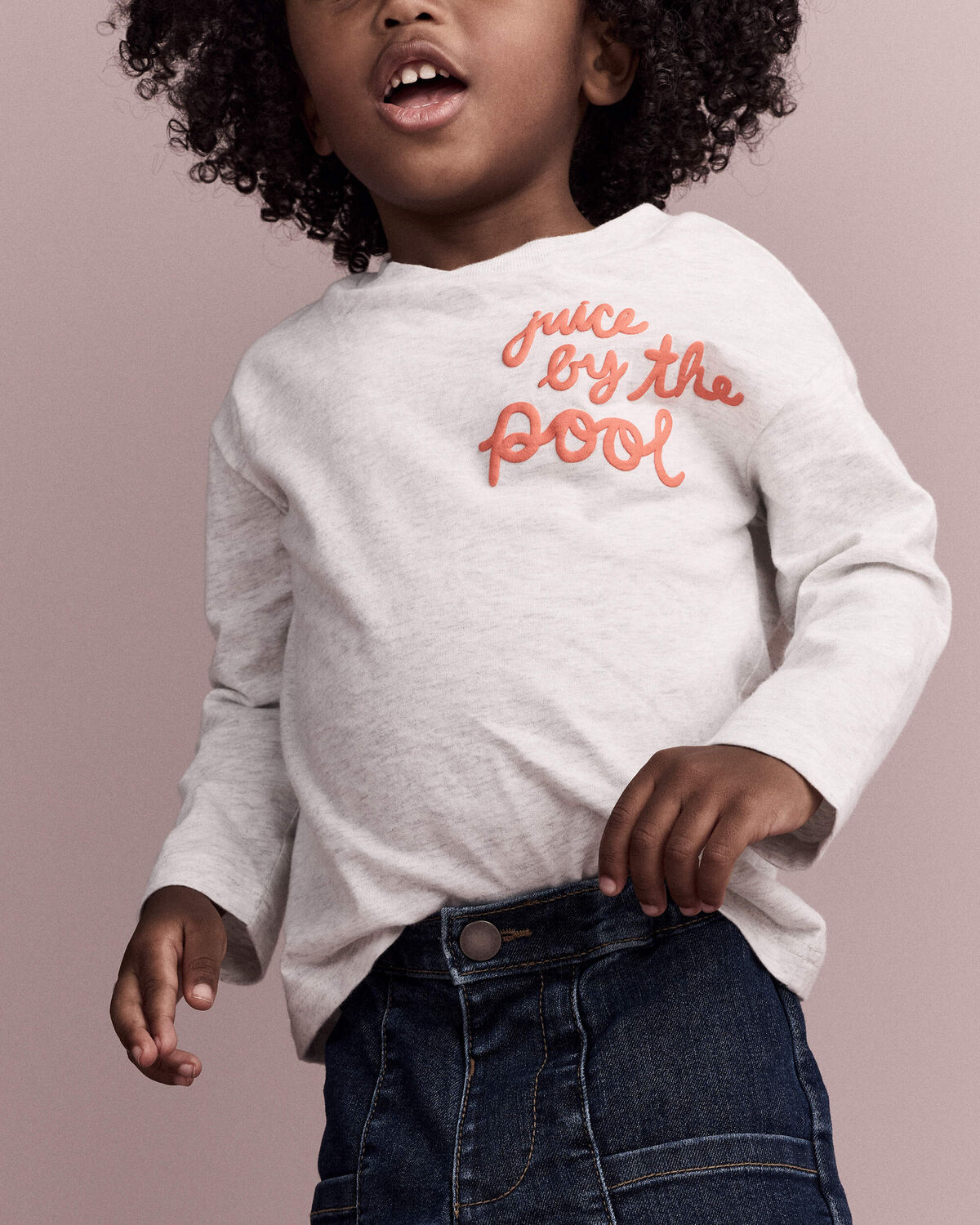 Toddler 'Juice By The Pool' Long-Sleeve Relaxed Graphic Tee - Heather Grey