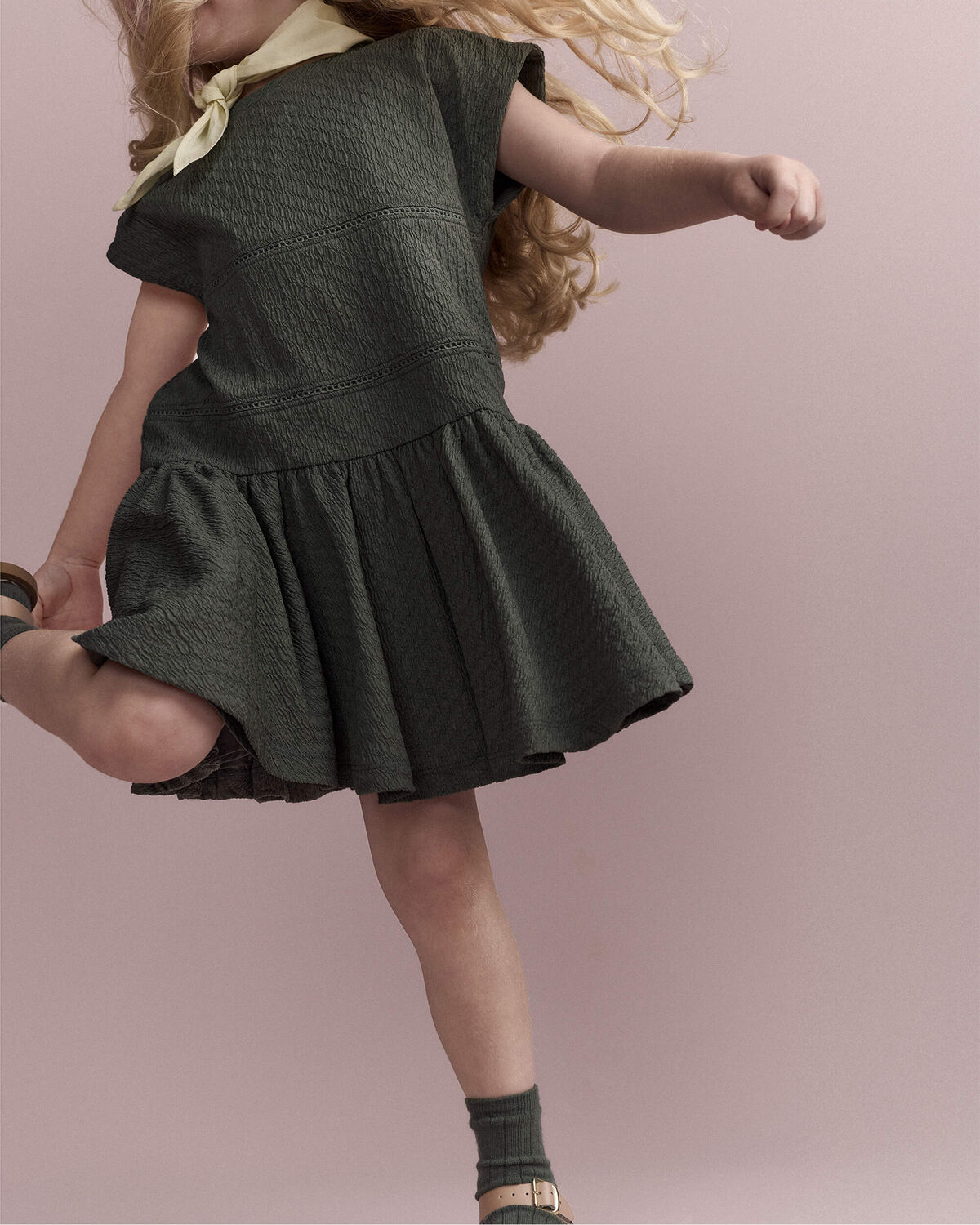Toddler Girl Drop-Waist Dress - Olive