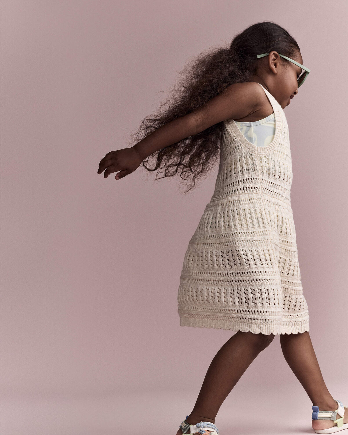 Toddler Girl Crochet Cover Up - Cream - Image 5