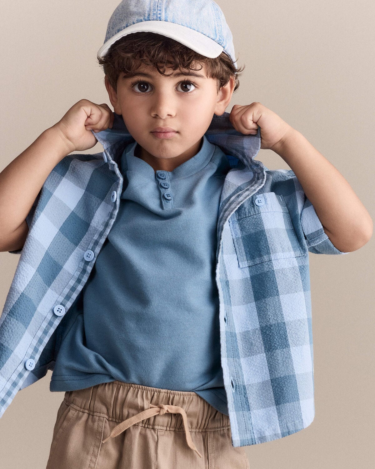 Toddler Boy Henley Tee - Blue - Image 3