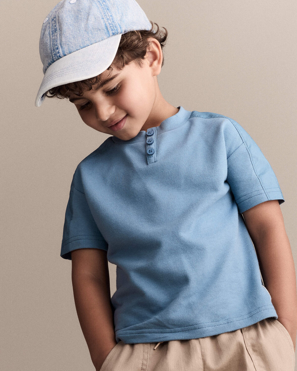 Toddler Boy Henley Tee - Blue - Image 4