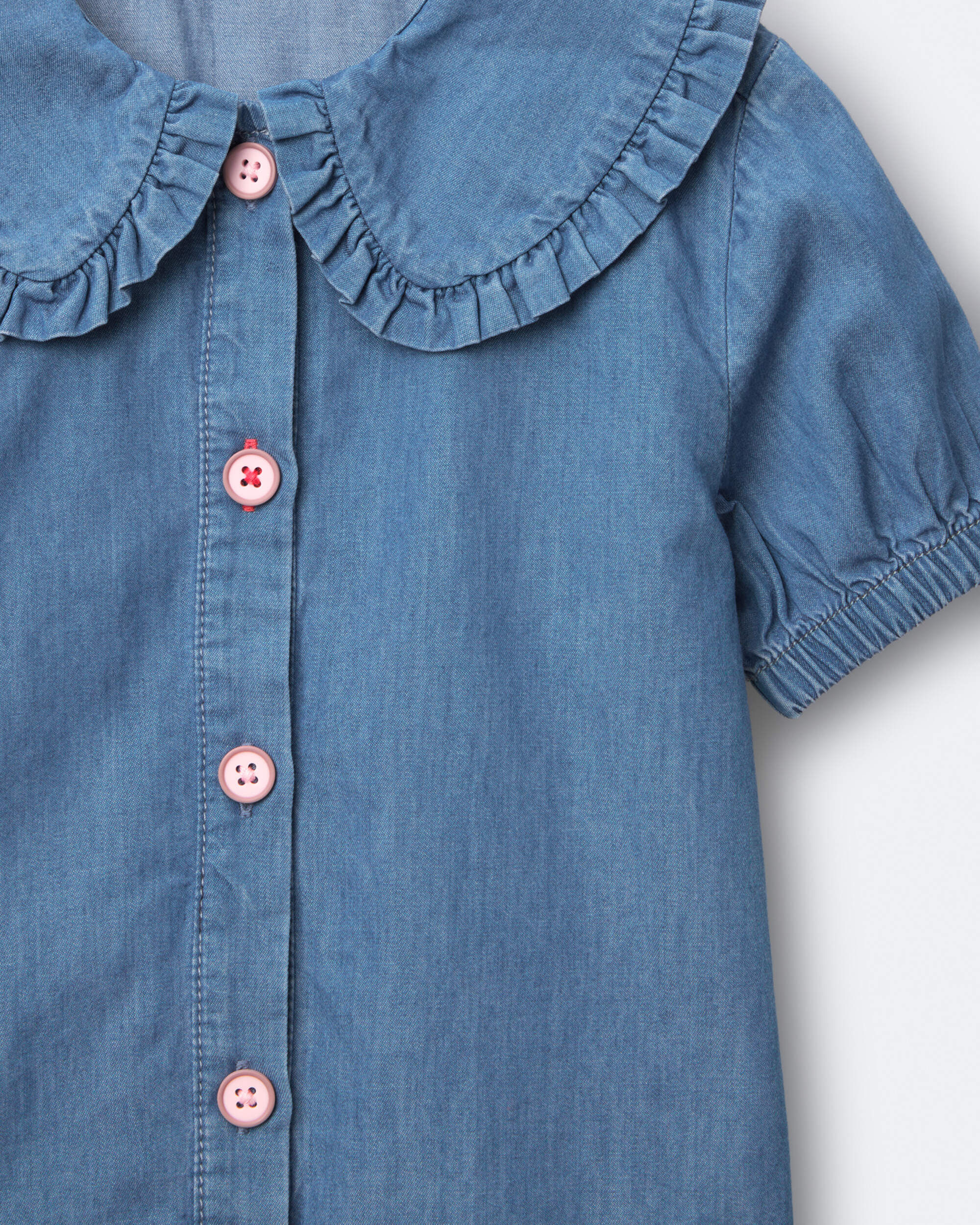 Toddler Girl Peter Pan Collar Top in Stripes - Pink - Image 4