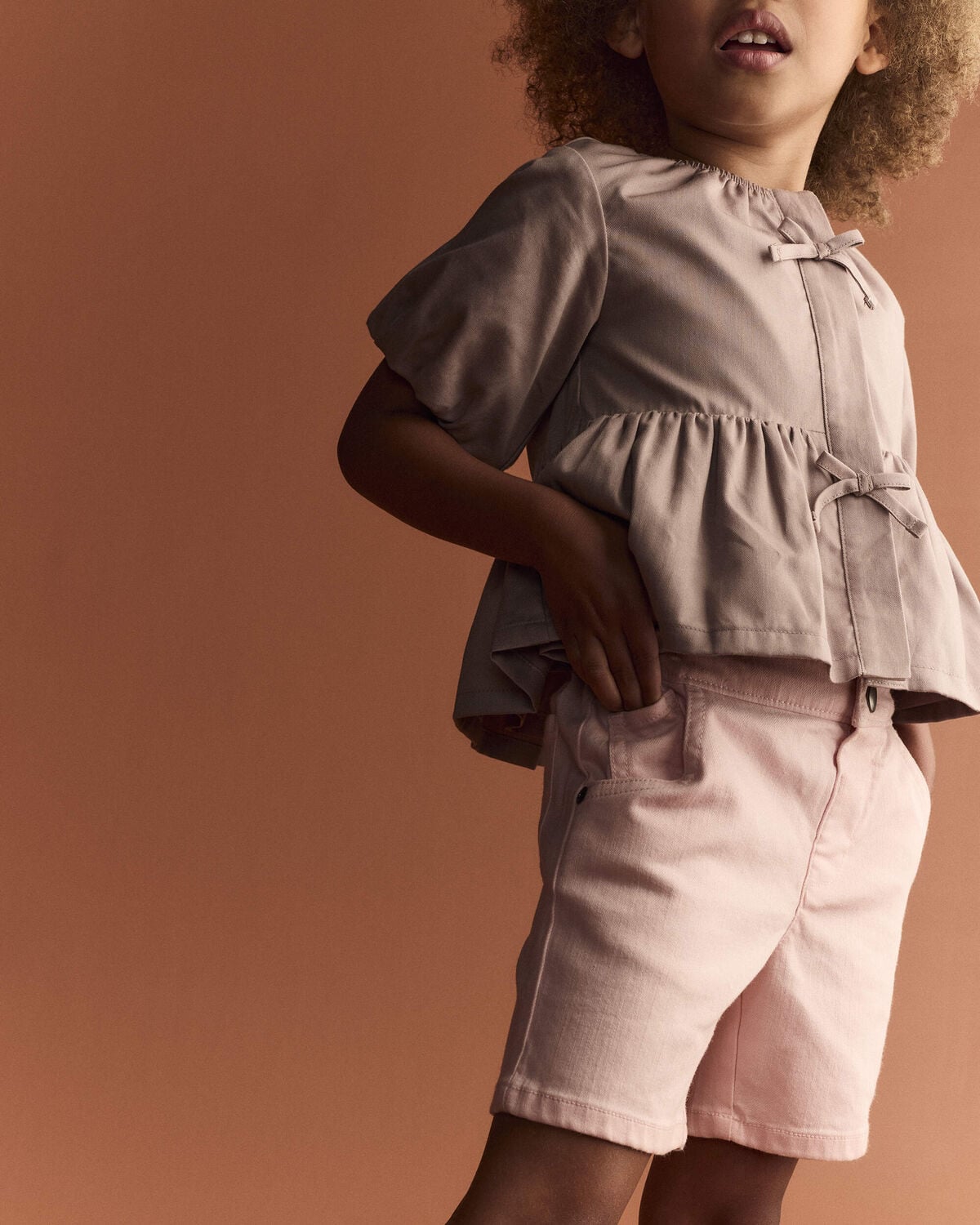 Toddler Girl Puff-Sleeve Peplum Top - Mauve