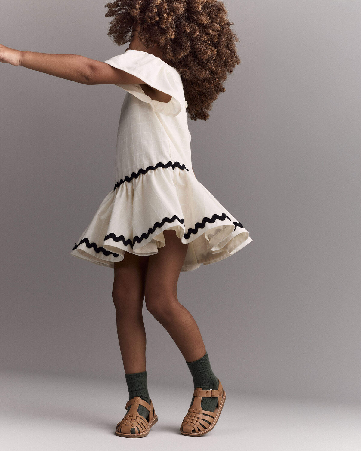 Toddler Girl Ric-Rac Short-Sleeve Dropwaist Dress - Cream - Image 4