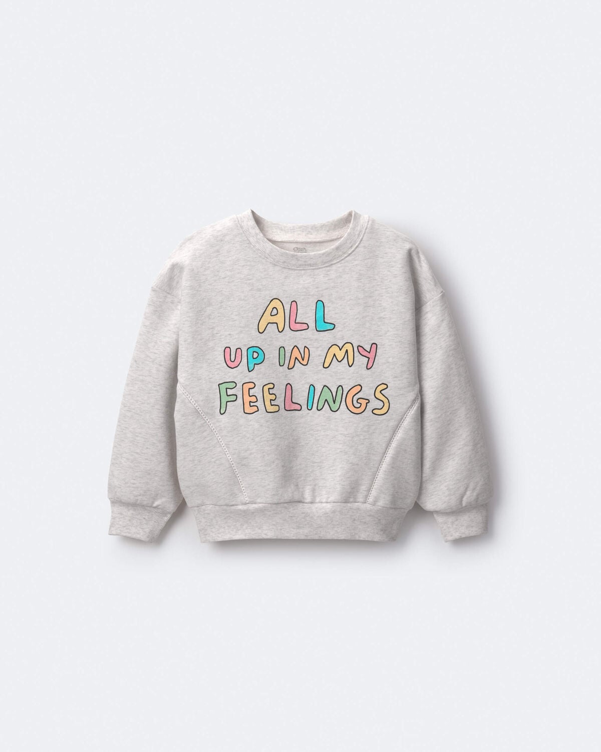 Toddler Girl 'In My Feelings' Wide-Arm Sweatshirt - Heathered Grey - Image 2