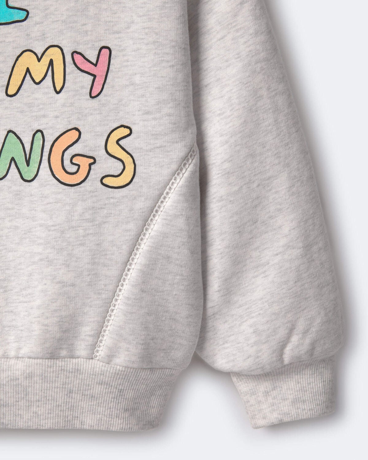 Toddler Girl 'In My Feelings' Wide-Arm Sweatshirt - Heathered Grey - Image 6