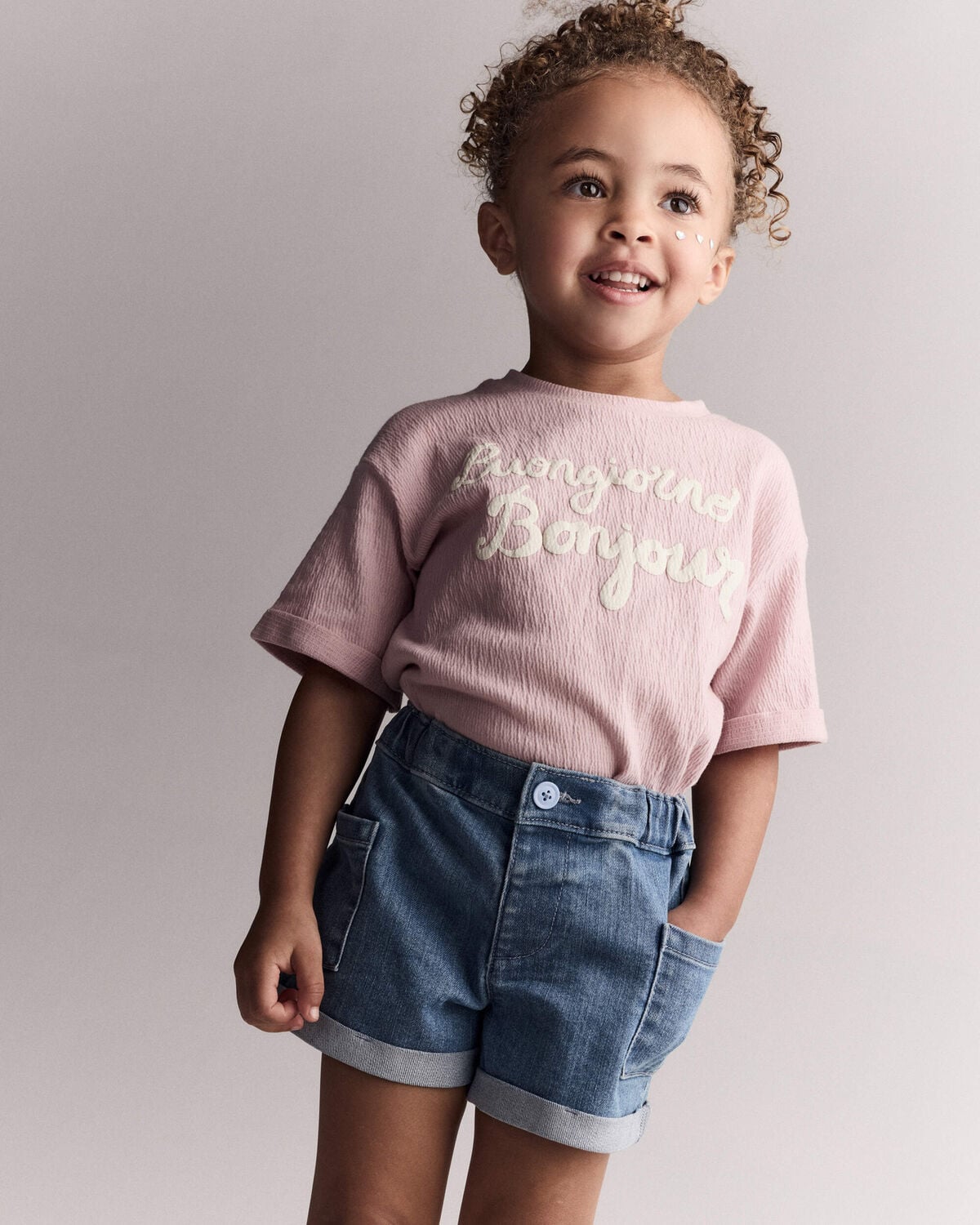 Toddler Girl Mom Shorts in Denim - Image 4