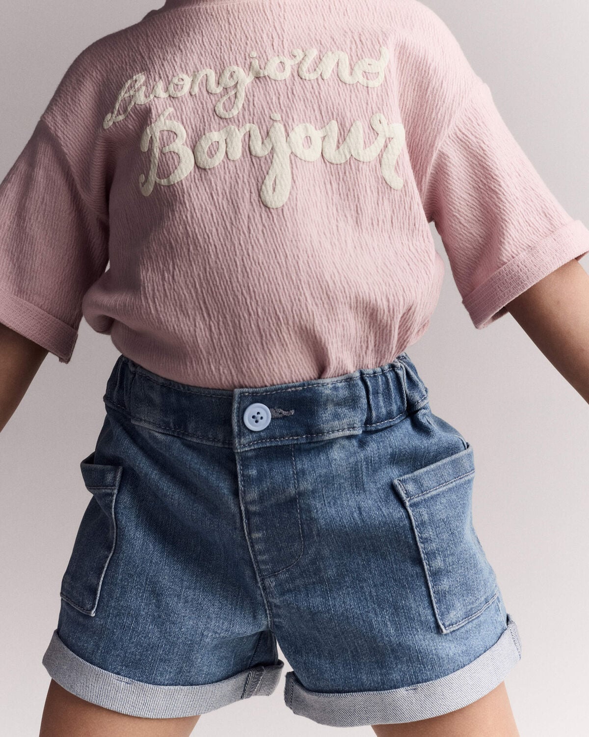 Toddler Girl Mom Shorts in Denim - Image 5