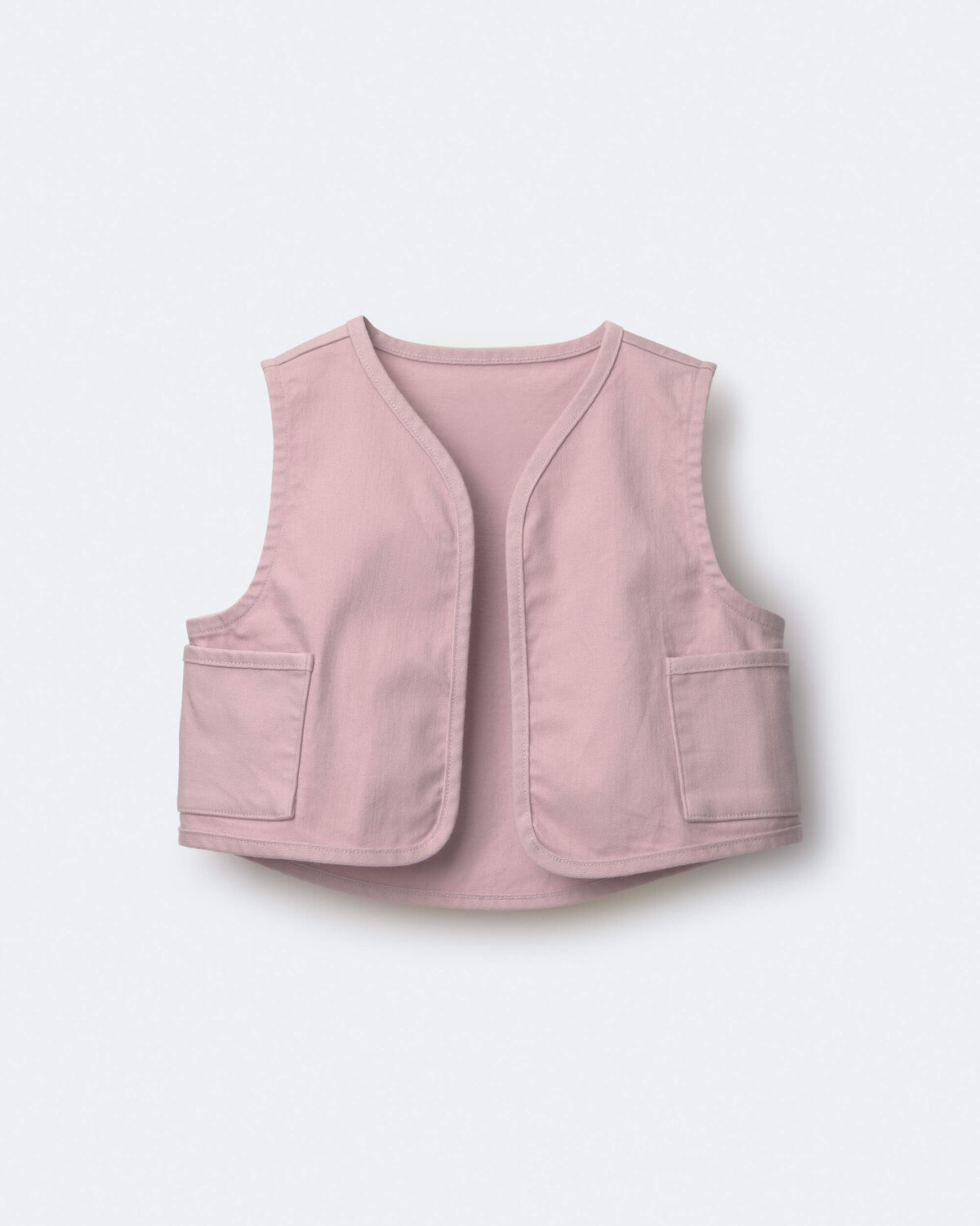 Toddler Girl Cropped Vest with Otter Pockets - Light Pink - Image 2