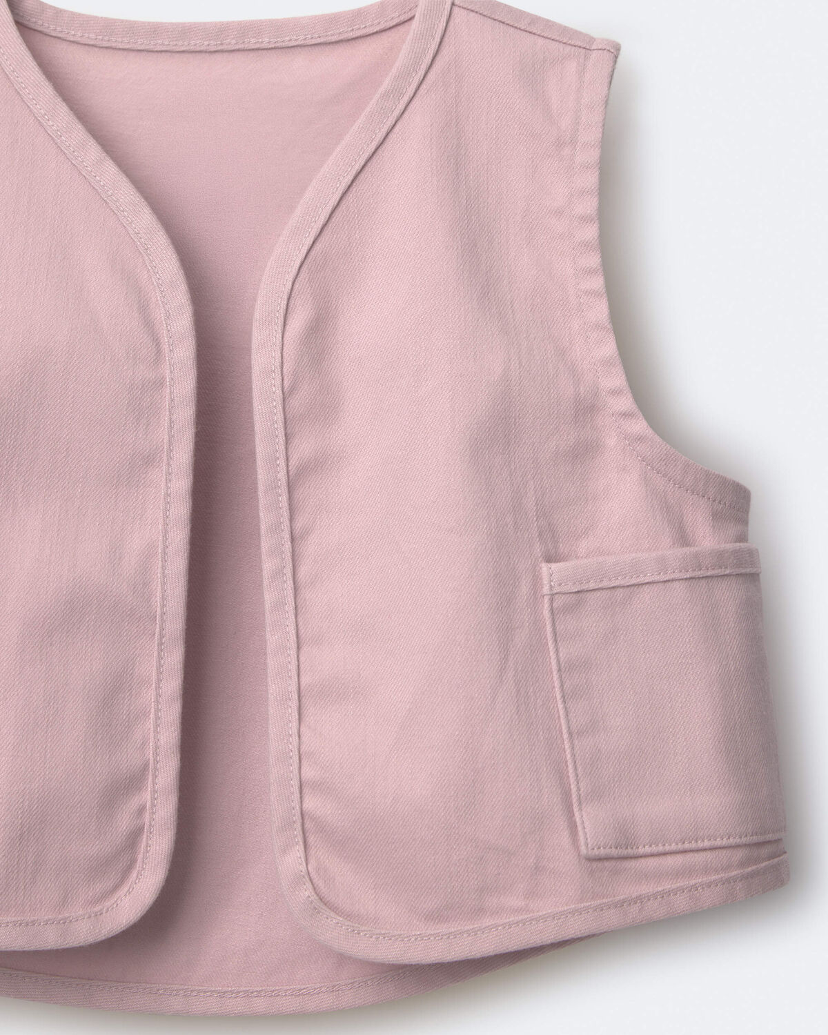 Toddler Girl Cropped Vest with Otter Pockets - Light Pink - Image 6
