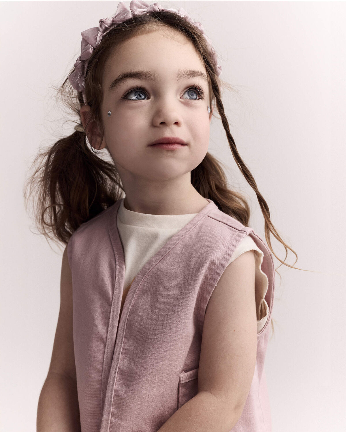 Toddler Girl Cropped Vest with Otter Pockets - Light Pink - Image 4
