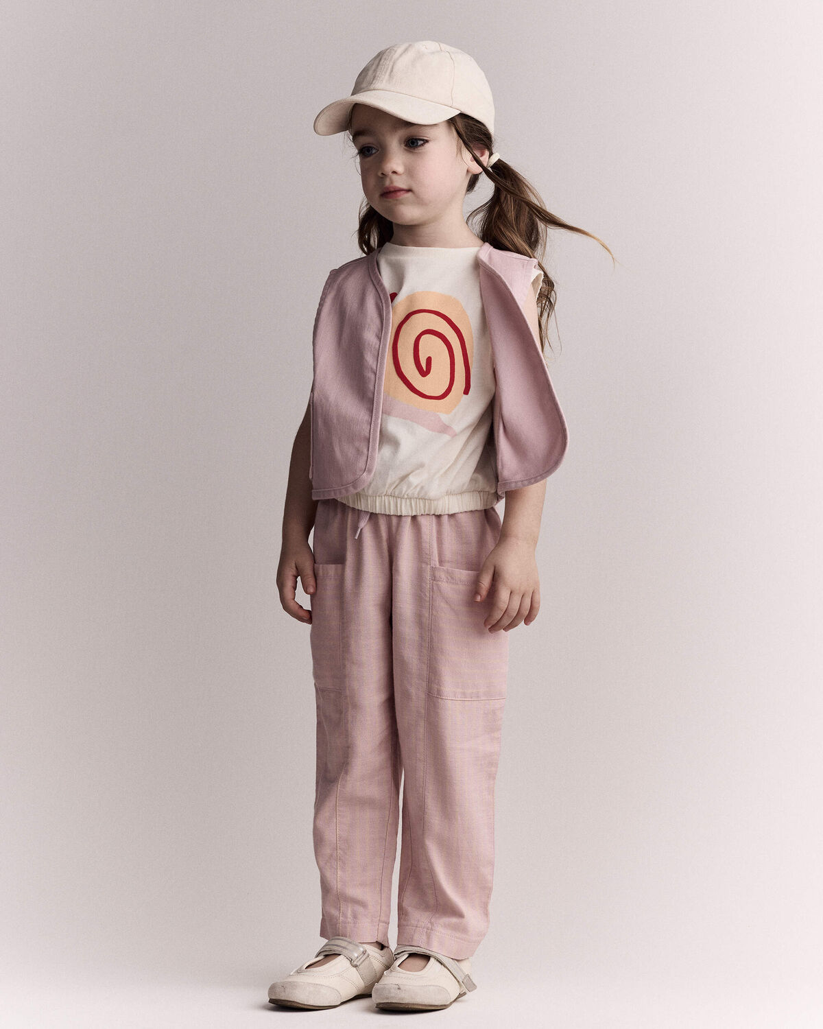 Toddler Girl Cropped Vest with Otter Pockets - Light Pink - Image 5