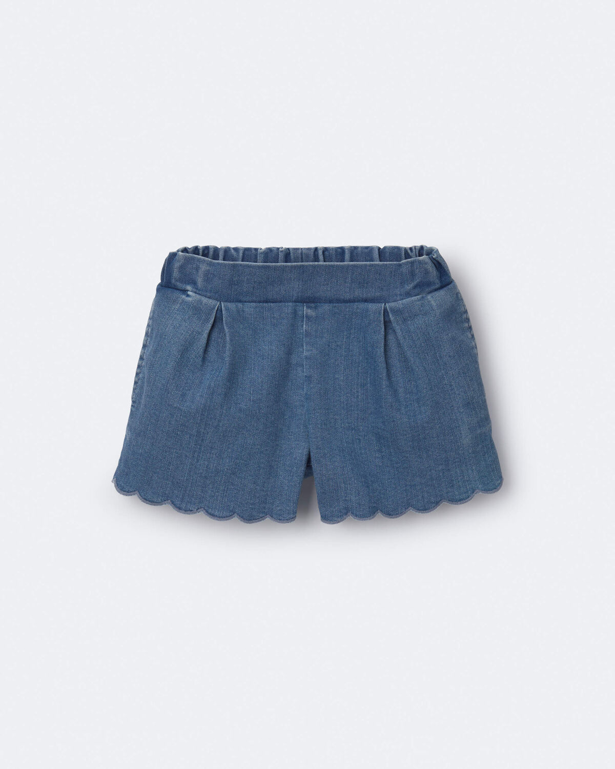 Toddler Girl Scalloped Shorts in Denim - Image 2