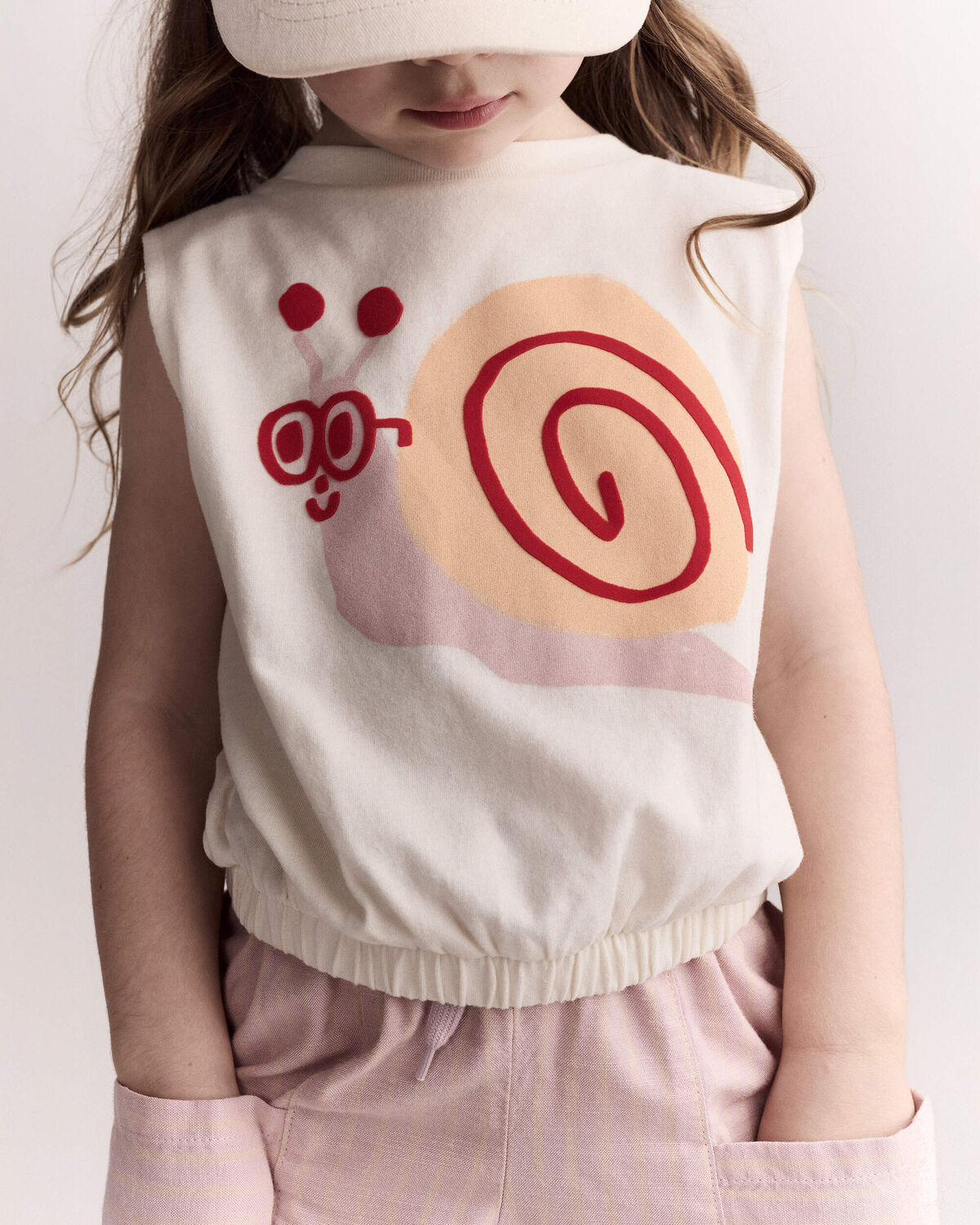 Toddler Girl Snail Elastic Waist Tank - Cream