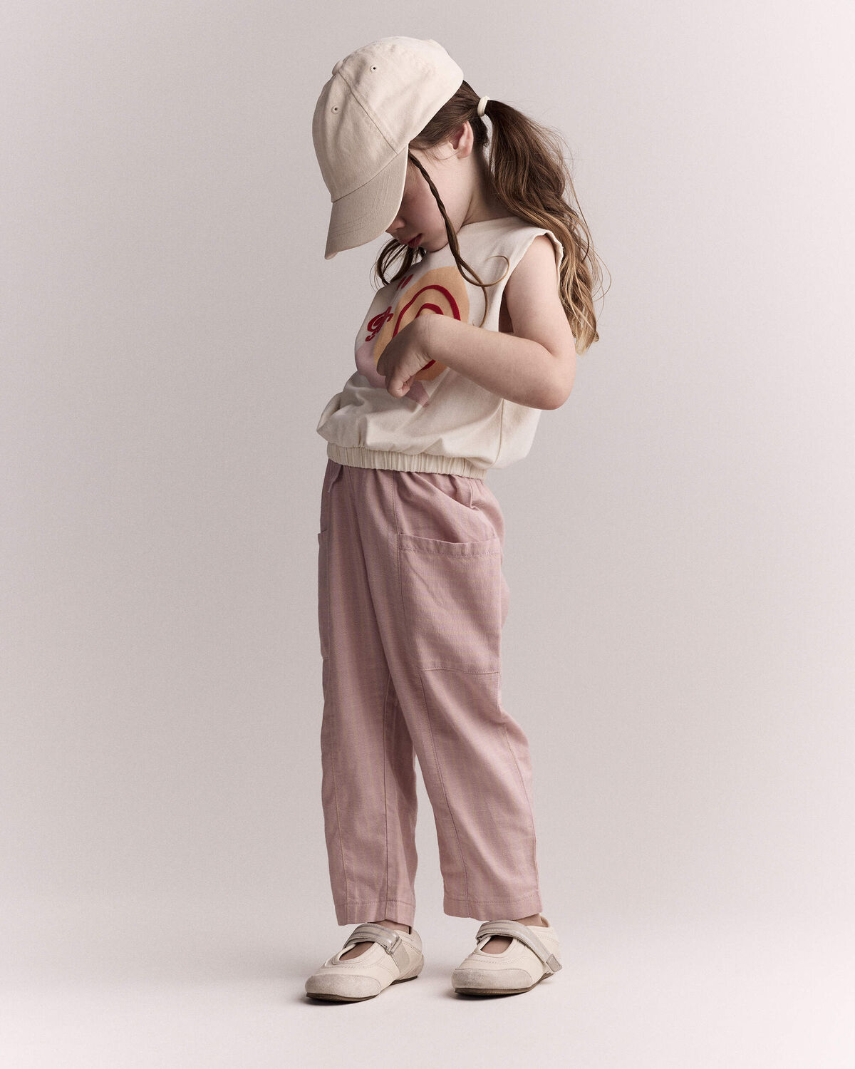 Toddler Girl Snail Elastic Waist Tank - Cream - Image 3