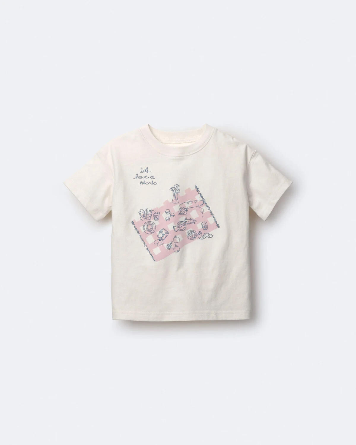 Toddler Girl 'Let's Have A Picnic' Relaxed Graphic Tee - Cream - Image 2