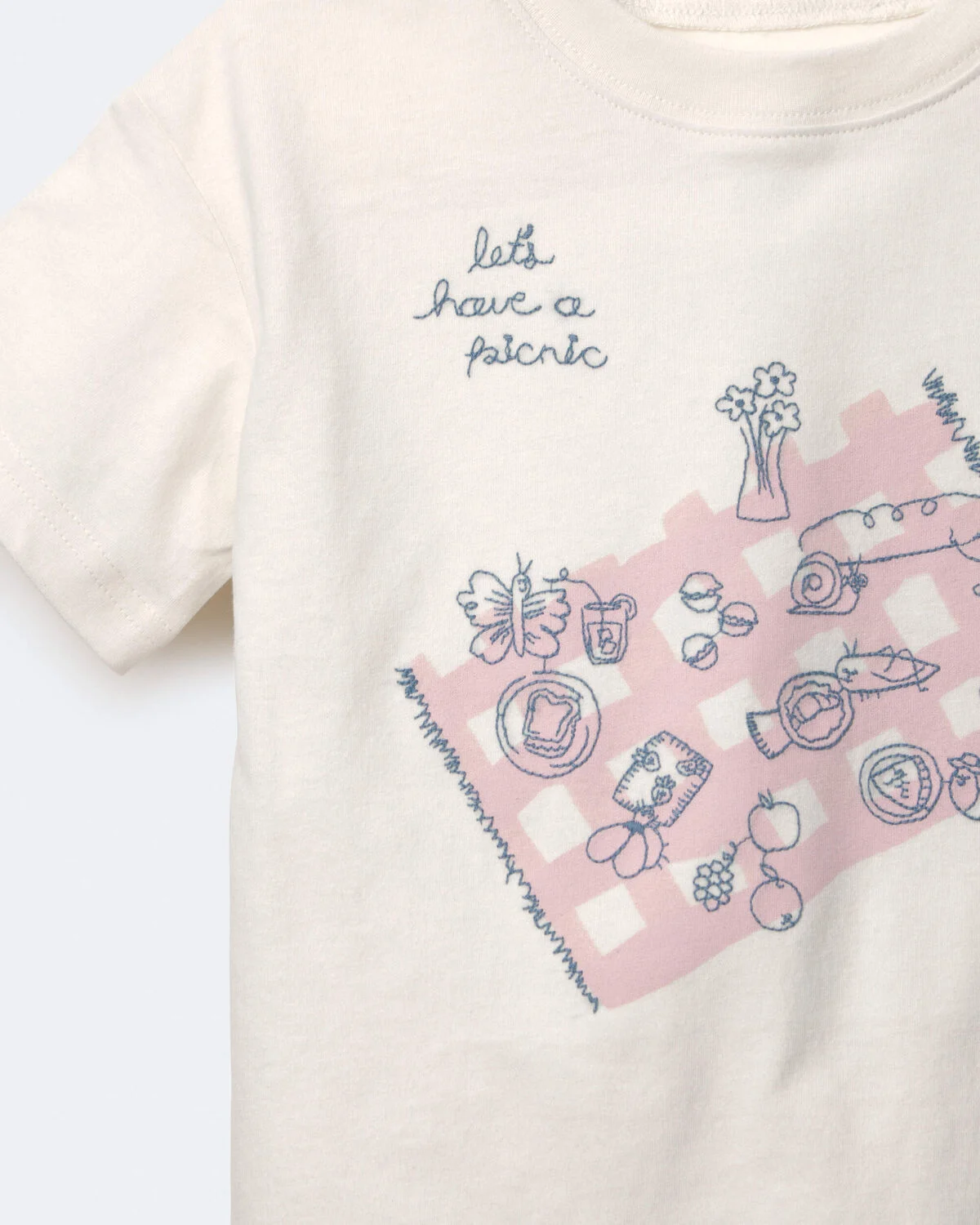 Toddler Girl 'Let's Have A Picnic' Relaxed Graphic Tee - Cream - Image 6