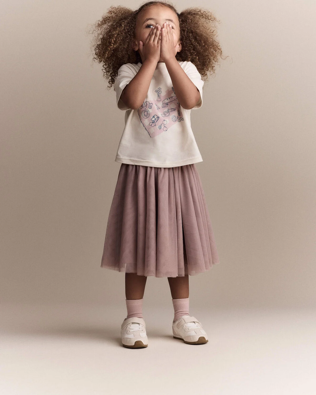 Toddler Girl 'Let's Have A Picnic' Relaxed Graphic Tee - Cream - Image 3
