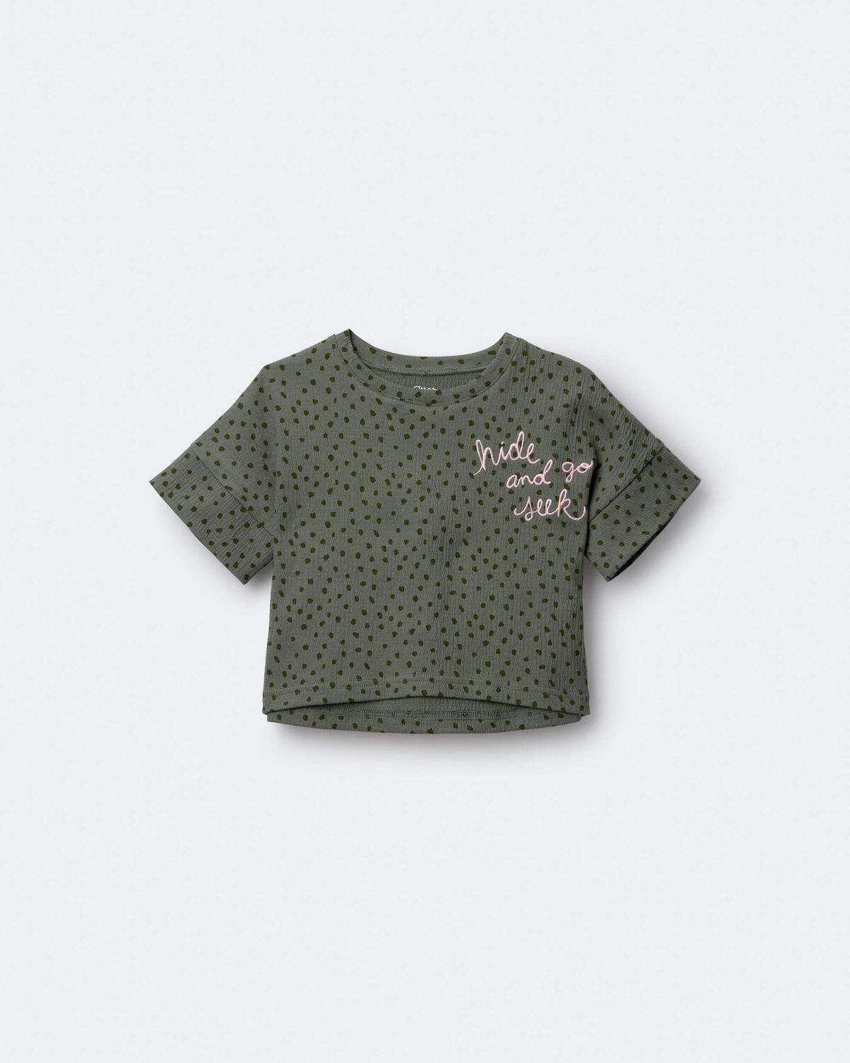 Toddler Girl 'Hide and Seek' High-Low Dolman Tee - Olive - Image 2