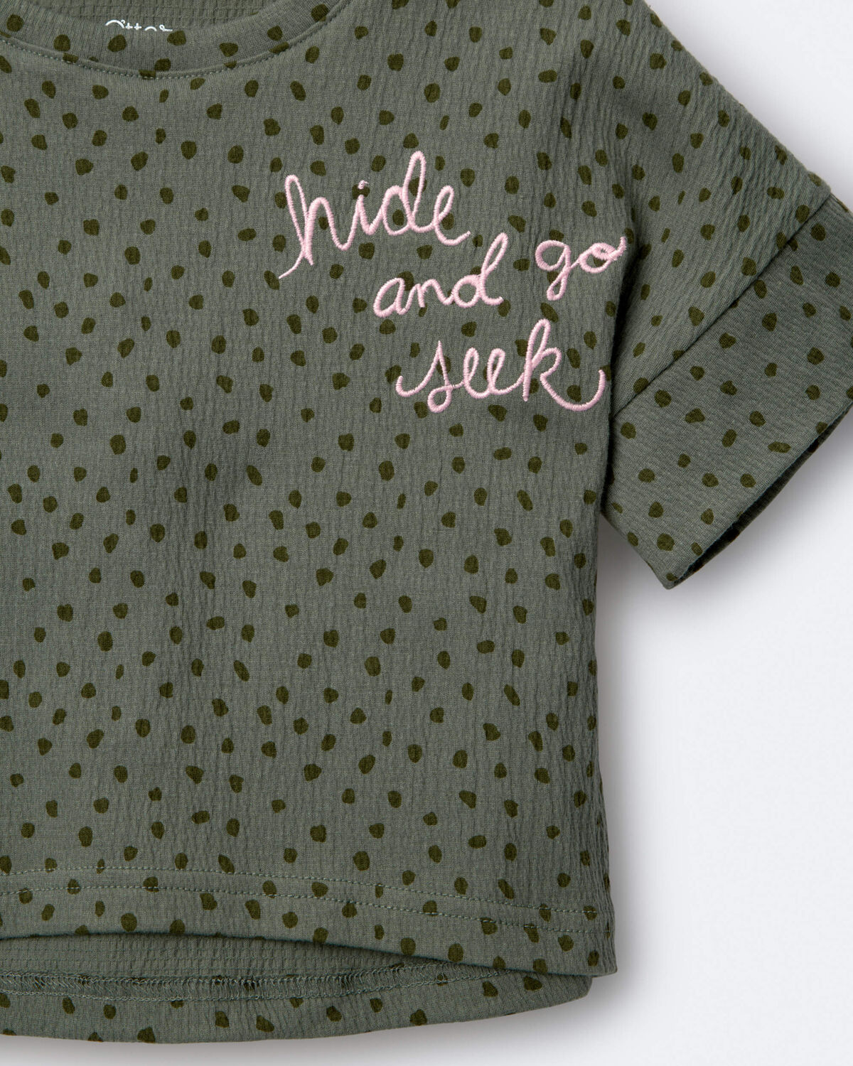 Toddler Girl 'Hide and Seek' High-Low Dolman Tee - Olive - Image 4