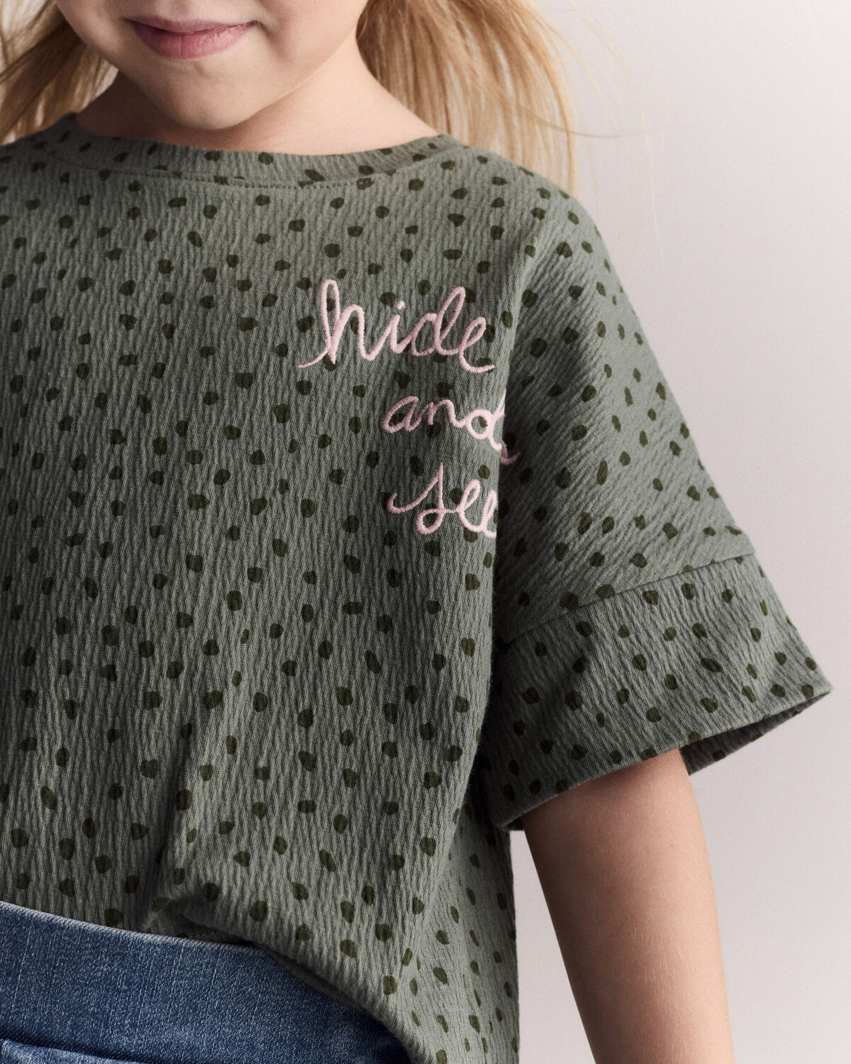 Toddler Girl 'Hide and Seek' High-Low Dolman Tee - Olive - Image 3