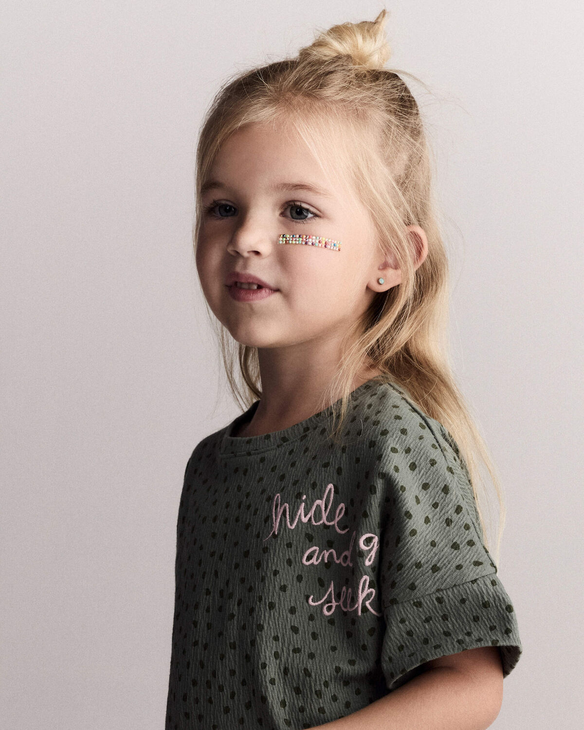 Toddler Girl 'Hide and Seek' High-Low Dolman Tee - Olive - Image 6