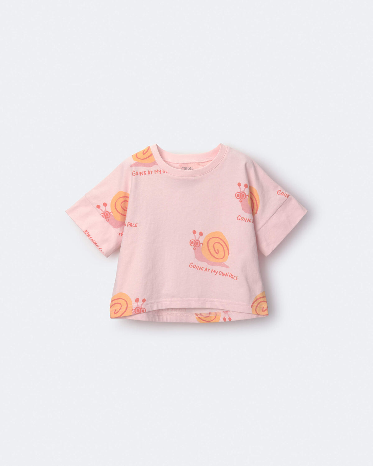 Toddler Girl 'My Own Pace' Snail High-Low Dolman Tee - Light Pink - Image 2