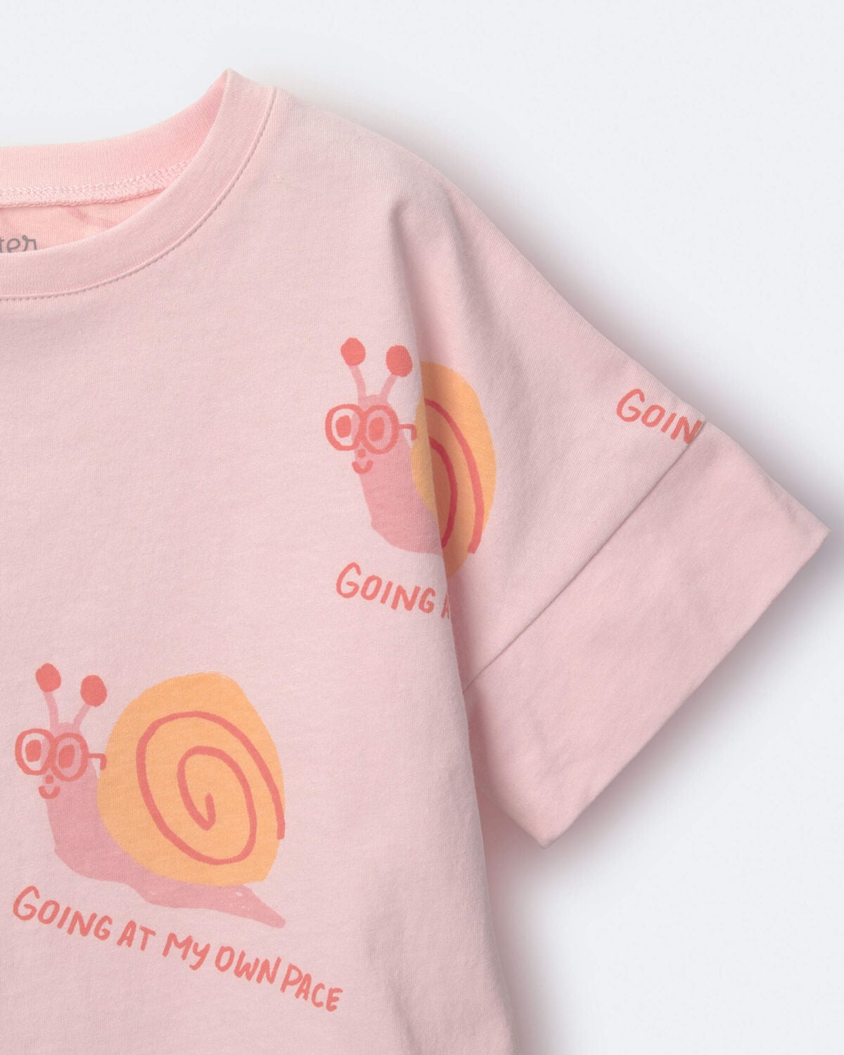 Toddler Girl 'My Own Pace' Snail High-Low Dolman Tee - Light Pink - Image 4