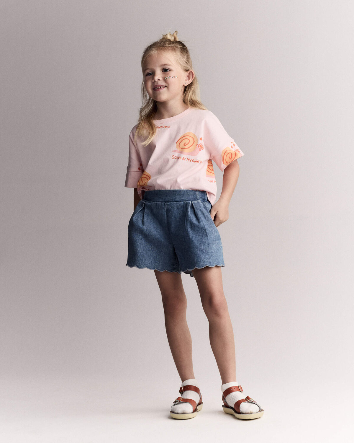 Toddler Girl 'My Own Pace' Snail High-Low Dolman Tee - Light Pink - Image 3