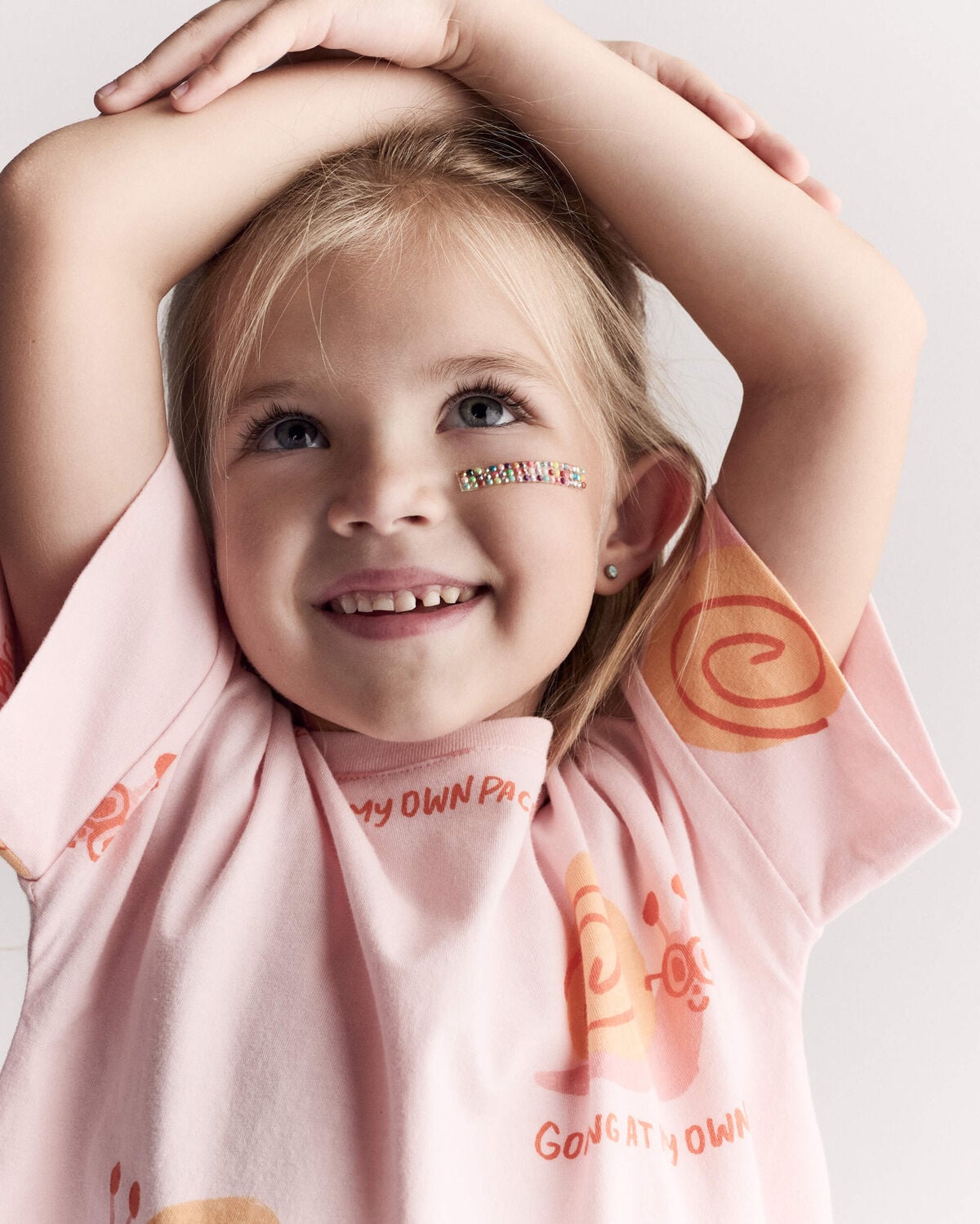 Toddler Girl 'My Own Pace' Snail High-Low Dolman Tee - Light Pink - Image 5