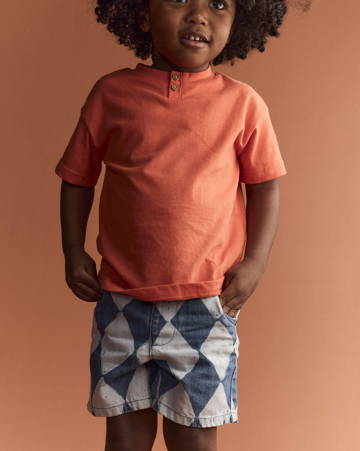 Toddler Boy Button-Front Tee - Orange